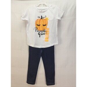 ADTN Girls Halloween Tshirt Short Sleeve Pumpkin Queen Legging Outfit 4T